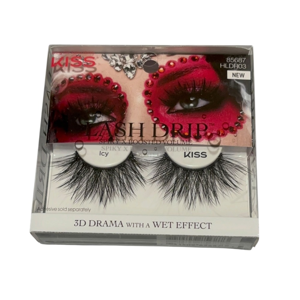KISS Lash Drip False Eyelashes Icy 3D Drama Wet Effect Spiky HLDR03 85687 NEW